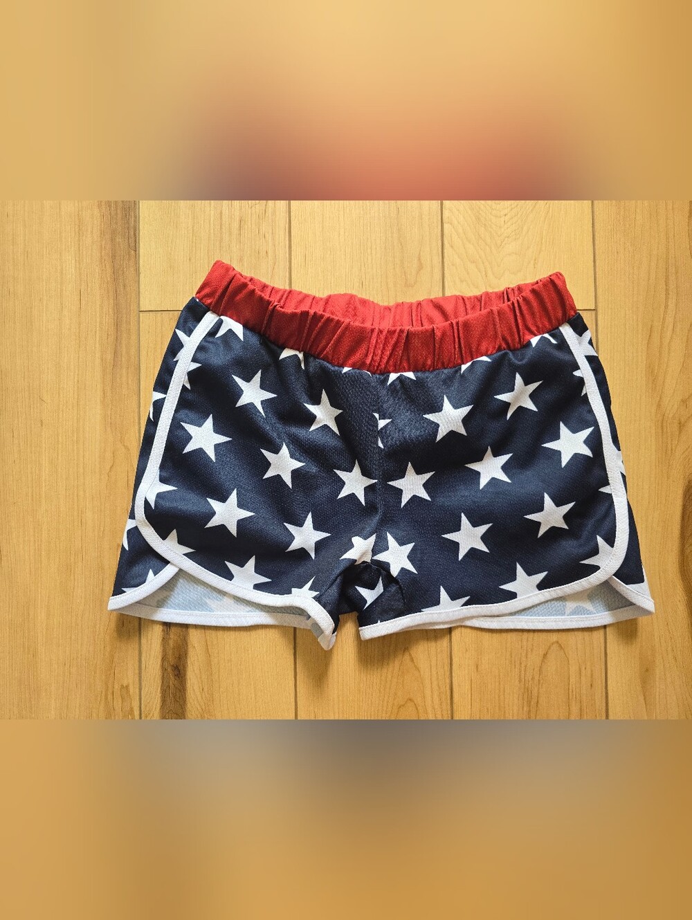 Kids Star-Print Navy Shorts with Red Elastic Waistband